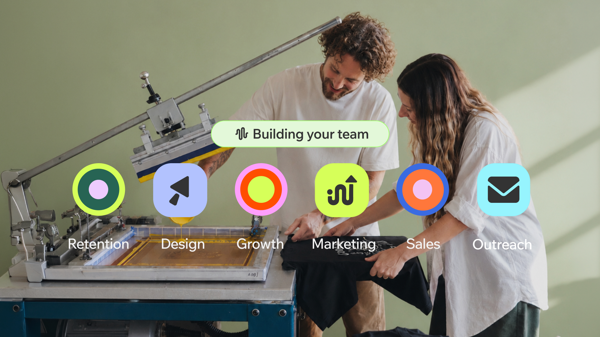 Official Symphony by Wix creative showing a coordinated team of specialist business agents
